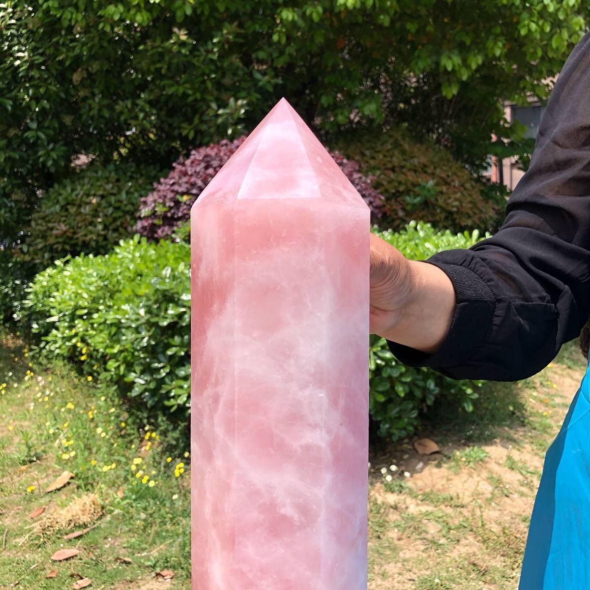 12.16LB Natural rose quartz obelisk pink crystal tower point healing decor