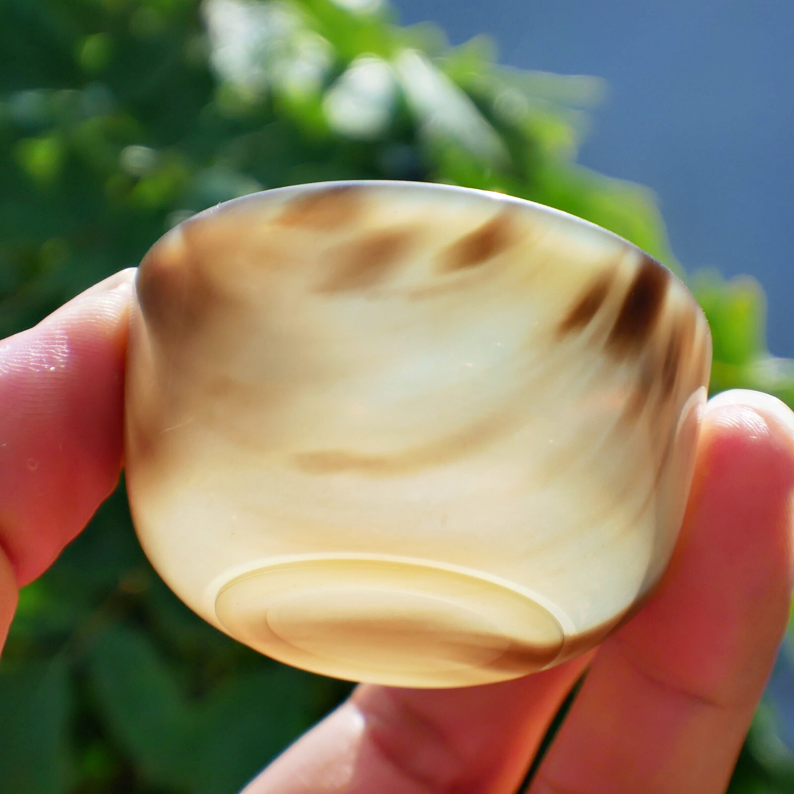 Natural Ox Horn Bowl Gemstone Crystal Quartz Dish Healing Sacral Chakra Reiki 1p