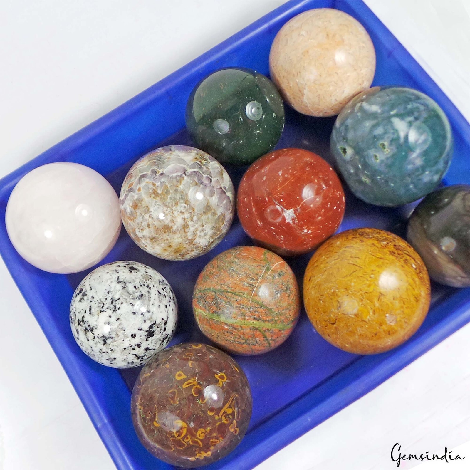 4.2 kilo 11 Pcs Set Of Multigems Crystal Sphere Ball Polished Healing w/ Stand