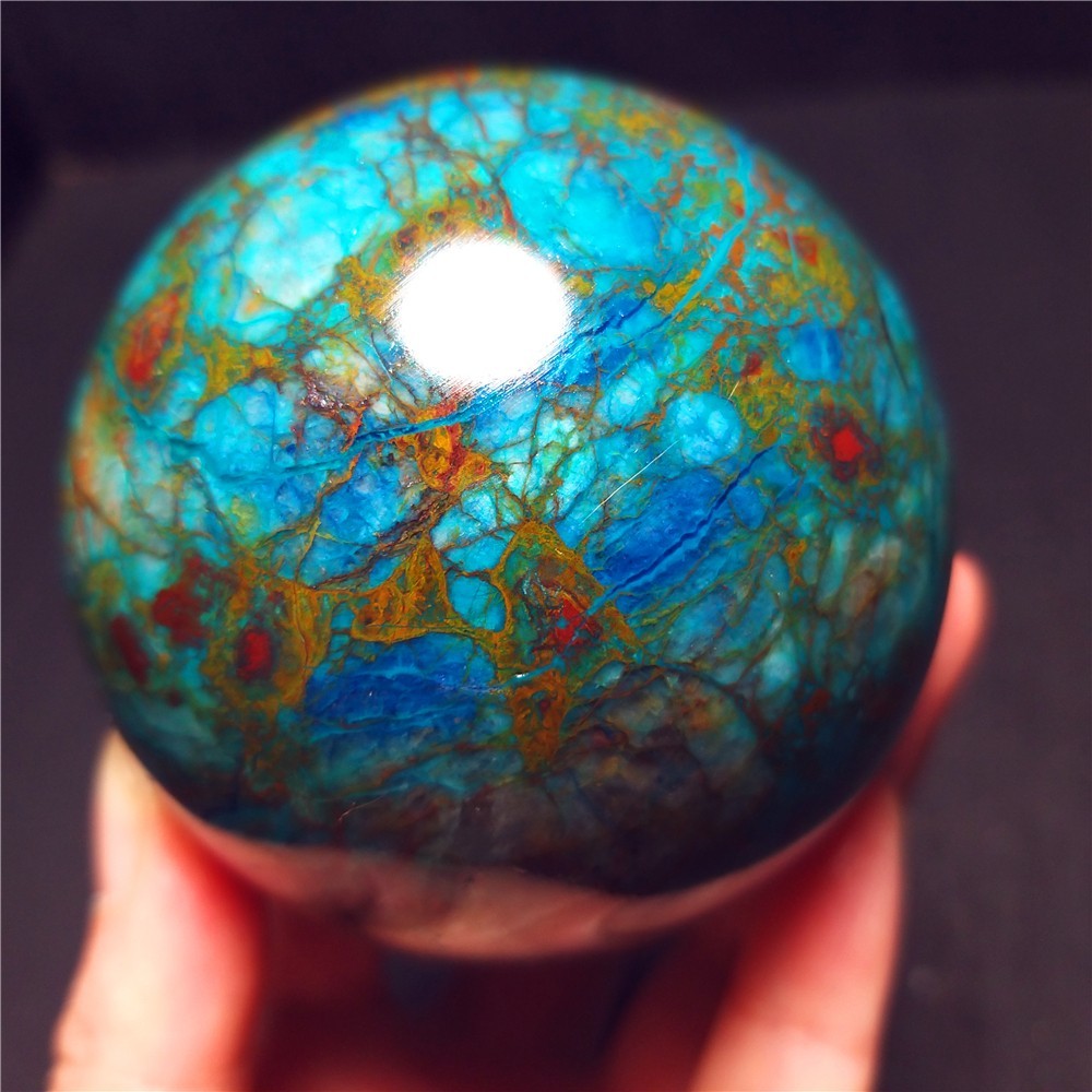 RARE 385.5G Natural Malachite Turquoise Blue Copper Ore Symbiotic Ball QQ200