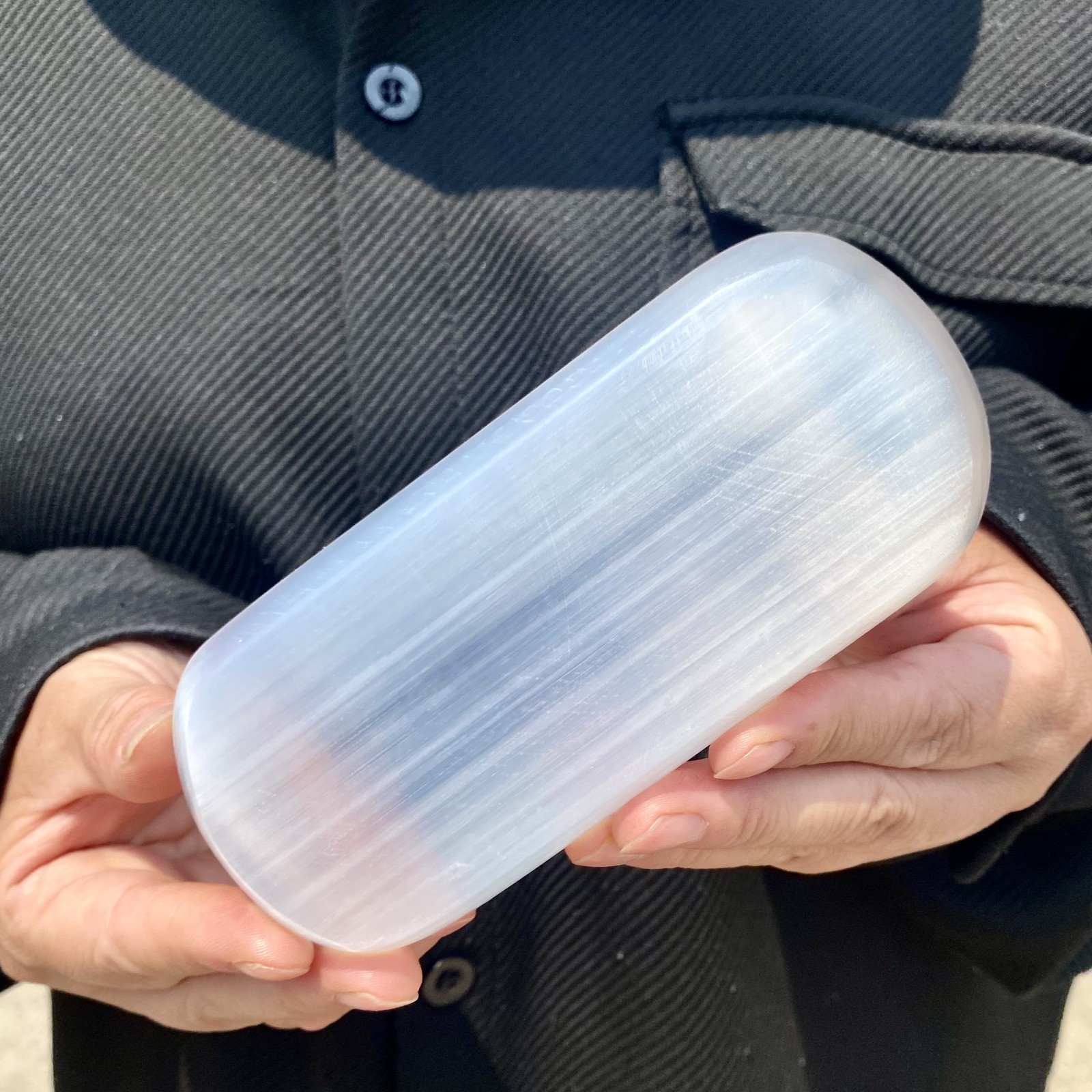 167G Natural selenite gypsum quartz crystal slab mineral specimen healin