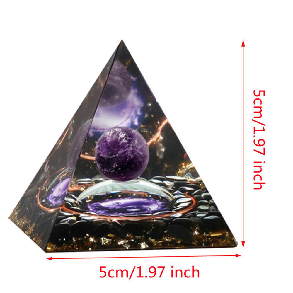 Orgone Amethyst Stone Crystal Protection Pyramid & Quartz Energy Good Luck Charm