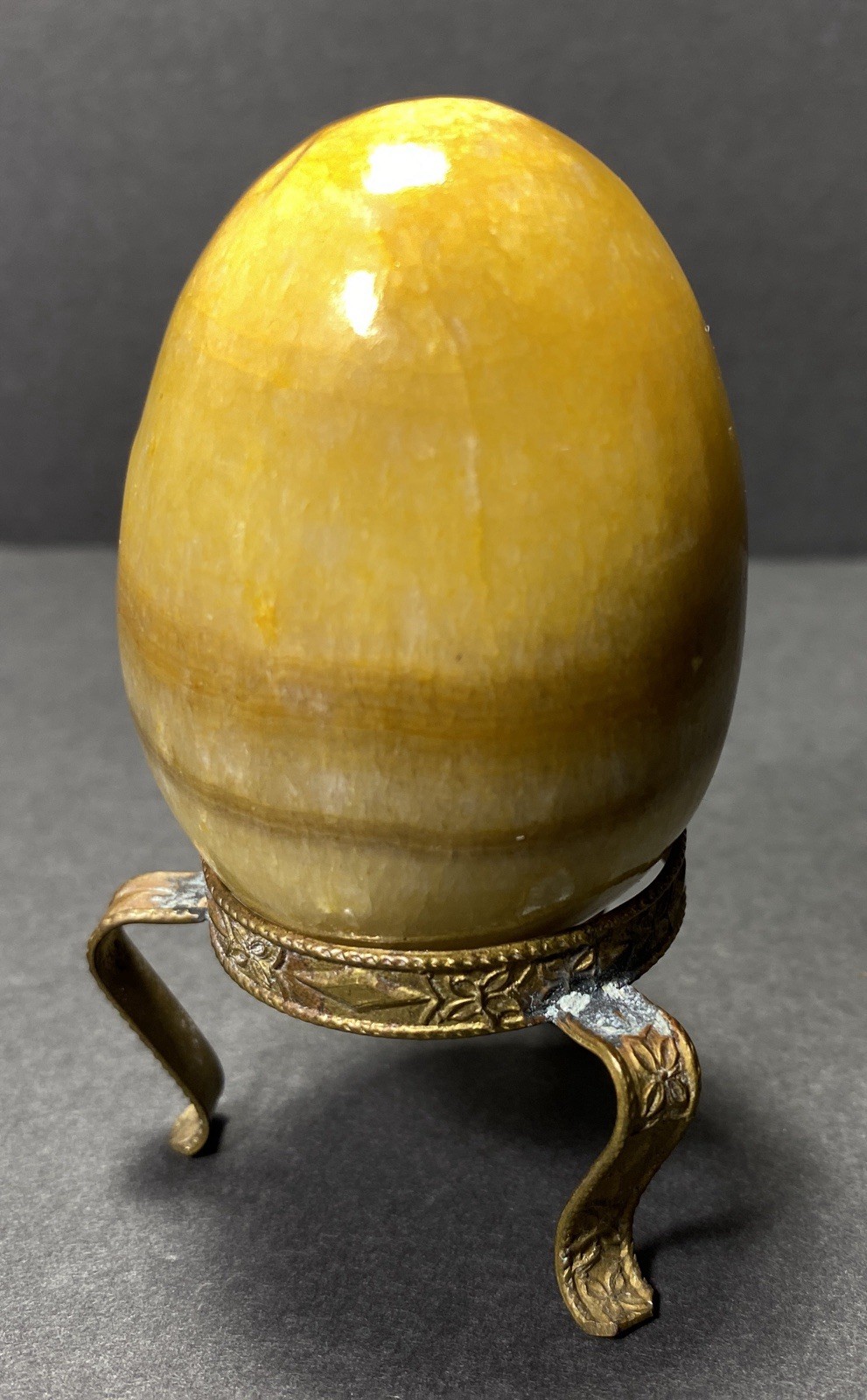 Natural Onyx Stone Egg With Stand Hand Polished Banded Agate Calcite Crystal