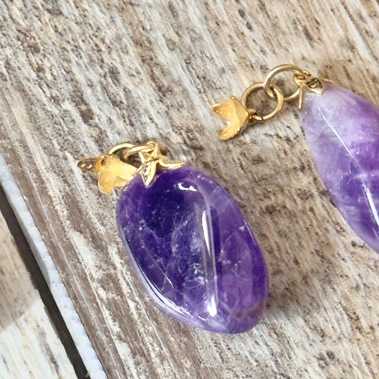 Polished Natural Purple Amethyst Crystal Pendants Only No Chains Lot Of 13