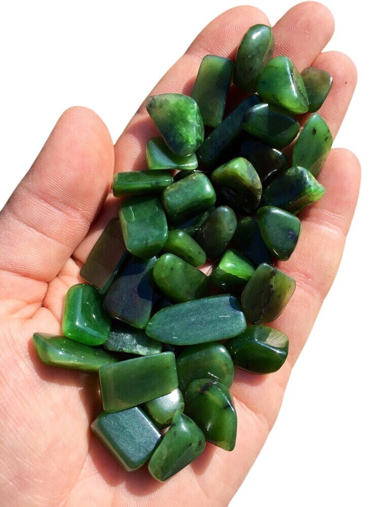 Nephrite Jade Tumbled Stone – Polished Natural Nephrite Jade Crystal, Siberia