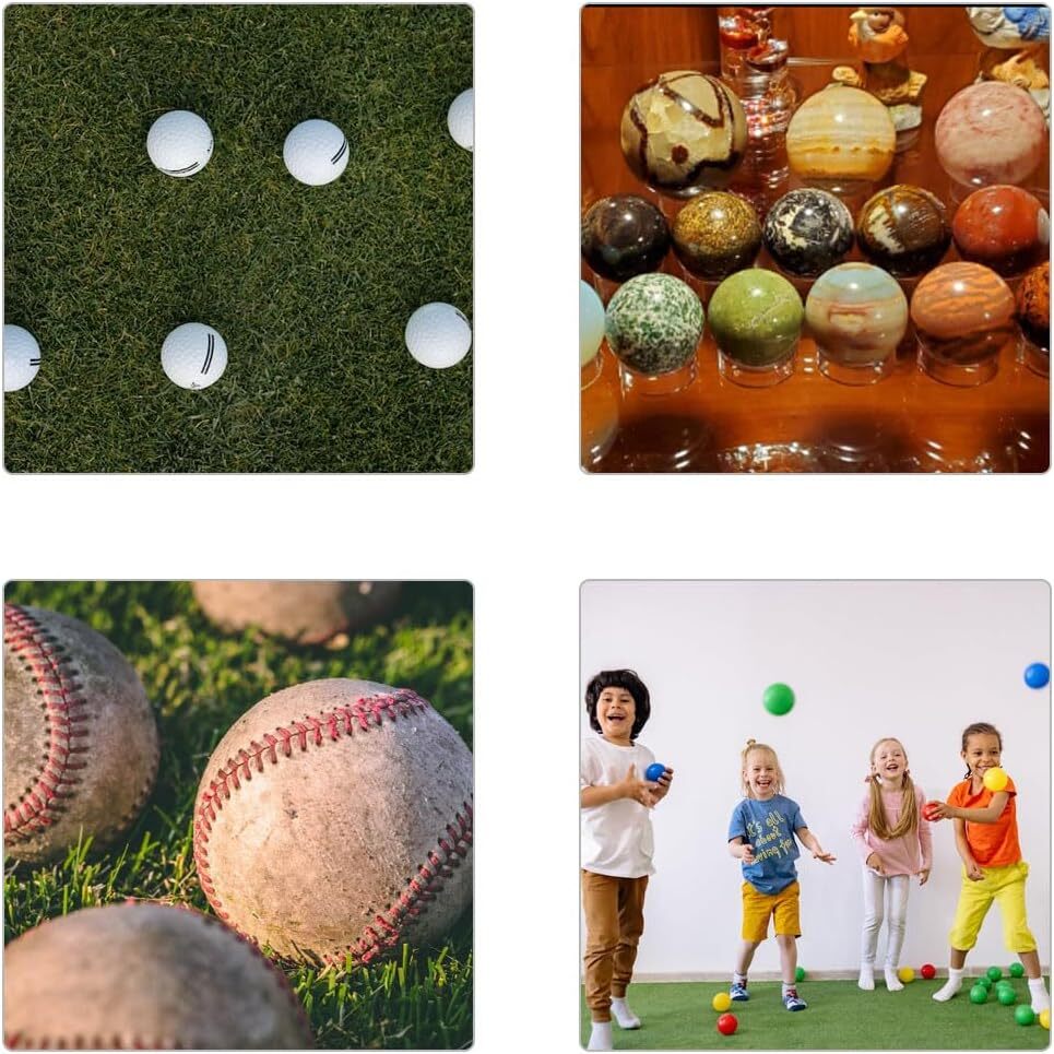 12 Pcs Clear Ring Ball Sphere Stand, Round Plastic Baseball transparent