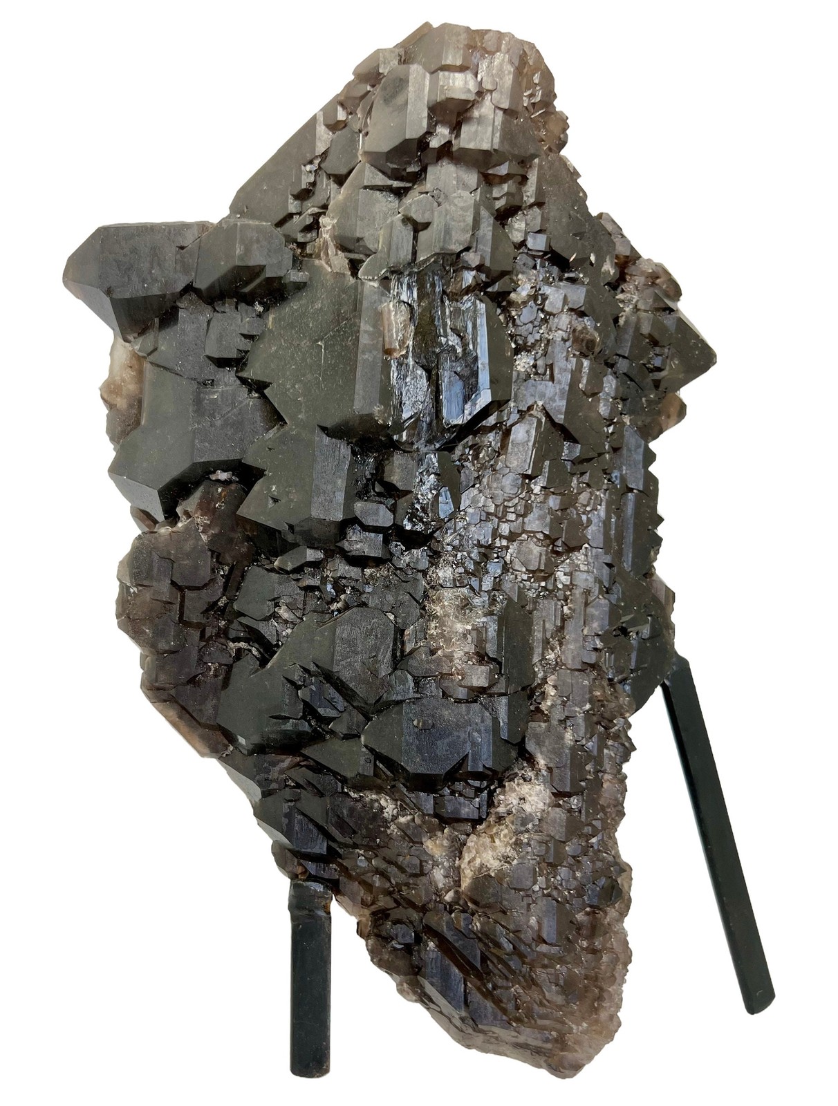 Elestial Smoky Quartz on Metal Stand – No.1, Natural Smoky Quartz from Brazil