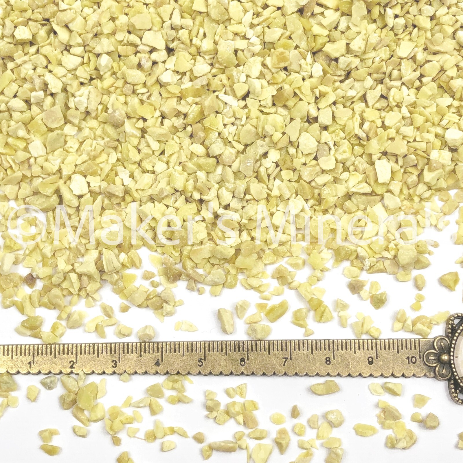 Crushed Yellow Serpentine Chips, 2mm-4mm, for Inlay, Terrariums, Embellishments