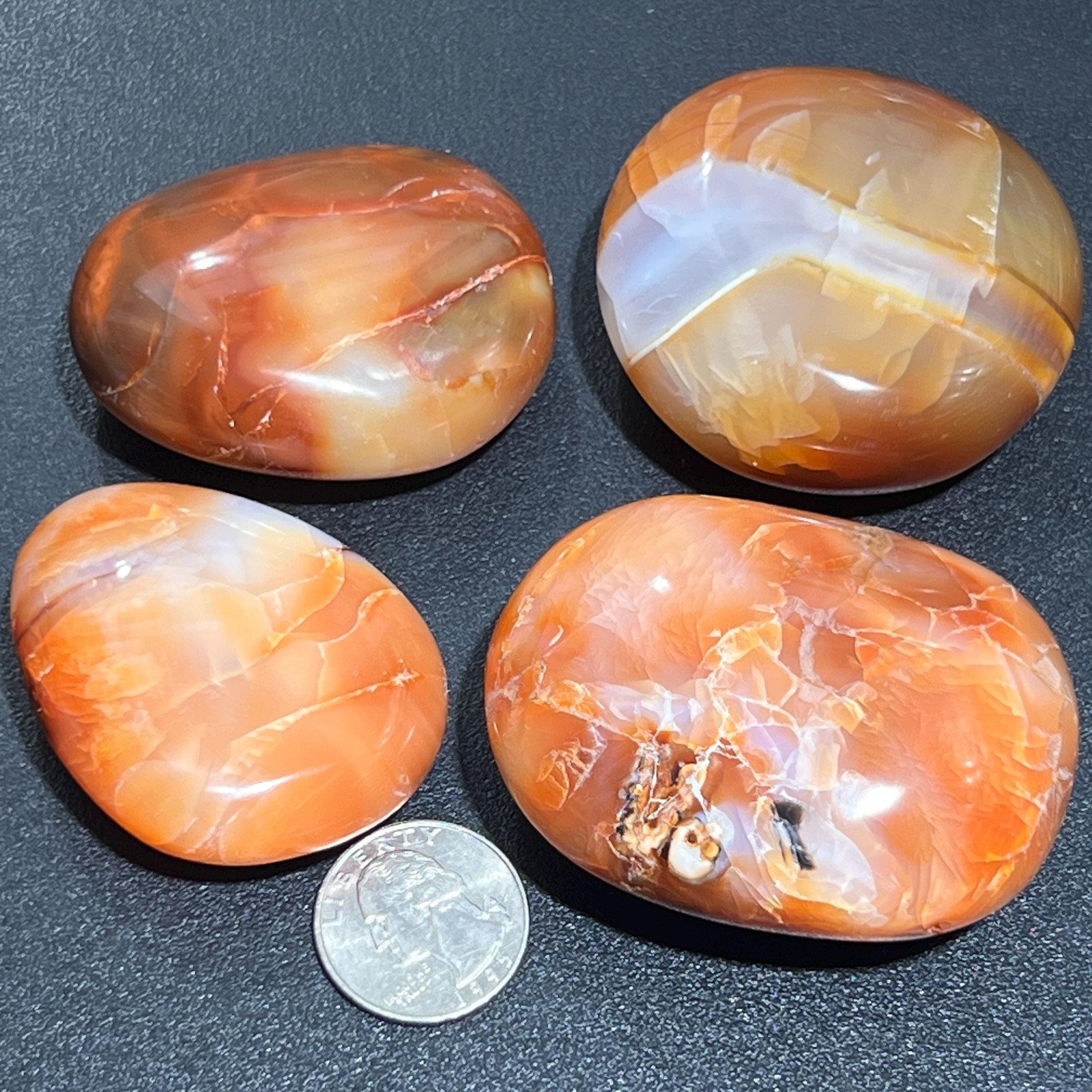 Large Red Carnelian Tumbled Palm Stone From Madagascar Natural Mineral