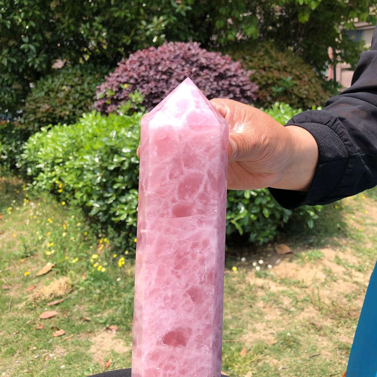 3.69LB Natural rose quartz obelisk pink crystal tower point healing decor