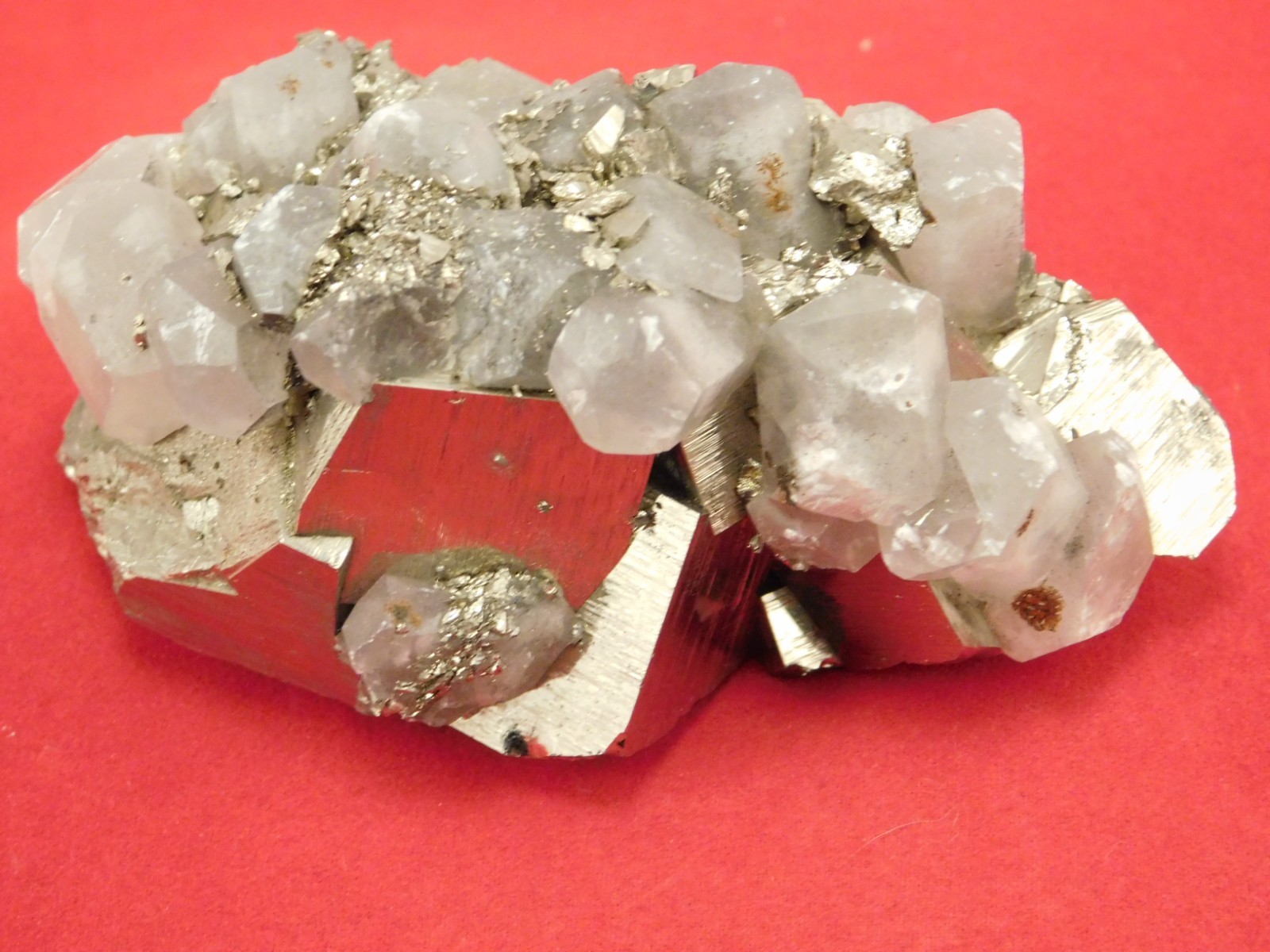 Larger! FLUORESCENT Calcite CRYSTAL Cluster with PYRITE Peru 376gr