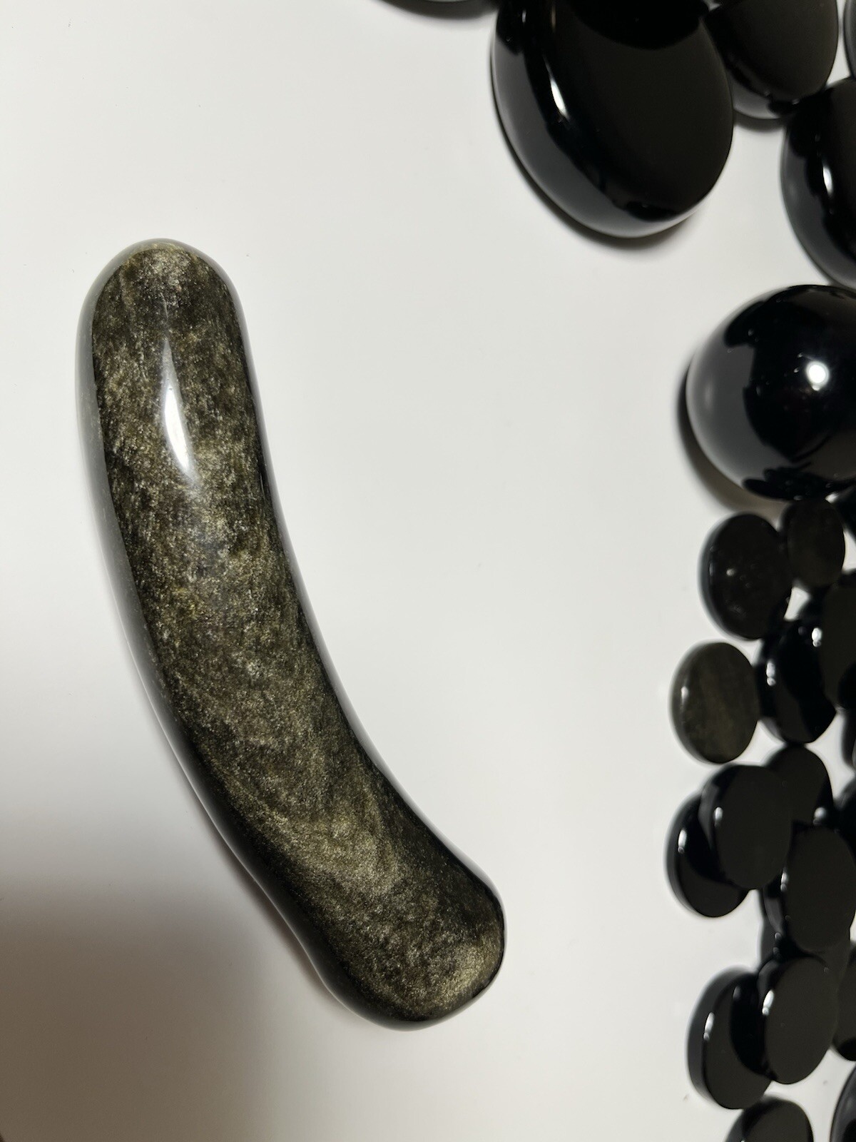 Gold and Black Obsdian Stone: Hot Stones for Massages,Spheres,Bracelets!!!