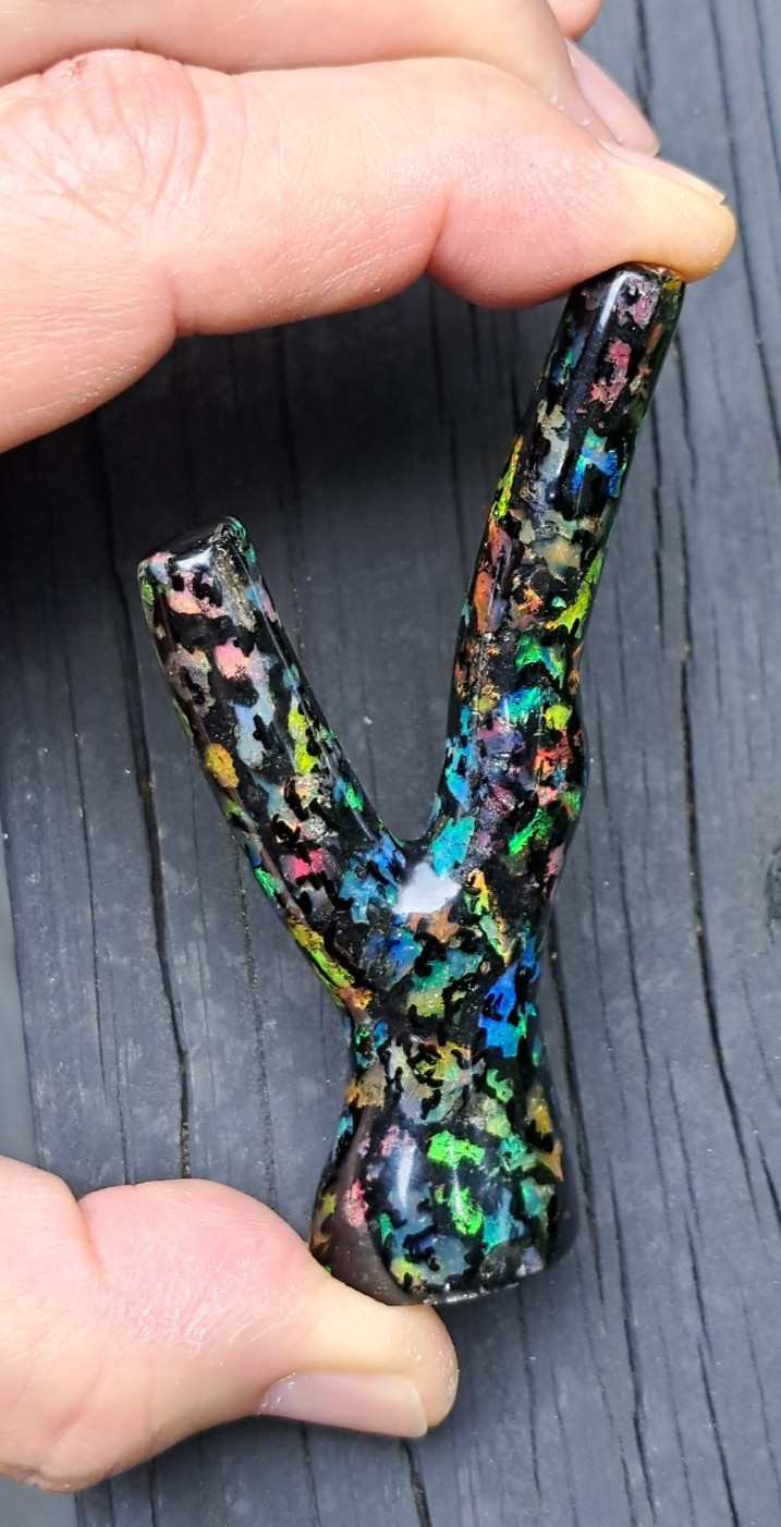 Huge Multicolor Indonesian Wood Opal Fossil Inlaid Mosaic Branch Stands Up