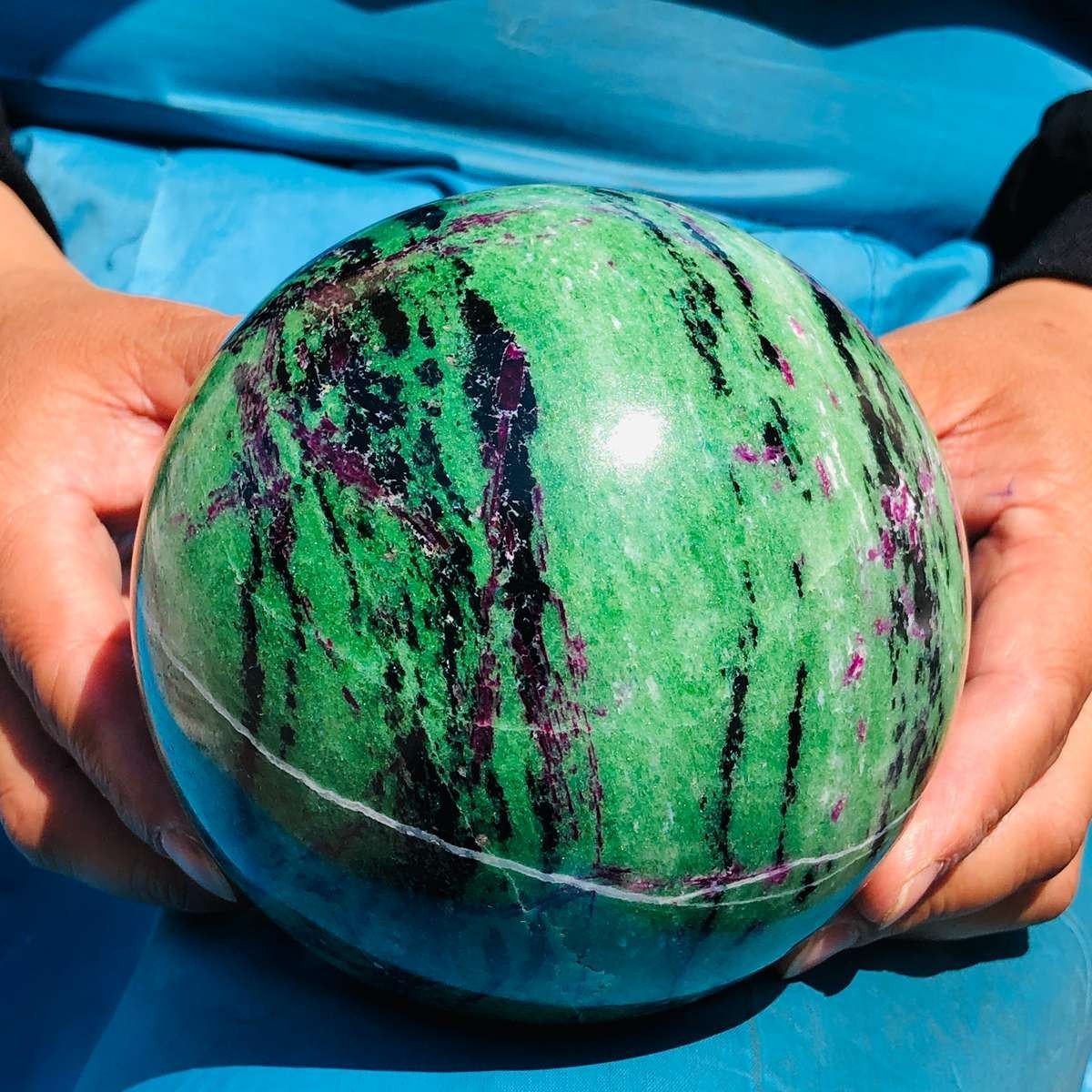 5.67 LB Large Natural Ruby Zoisite Sphere Crystal Healing Stone Specimen 5158