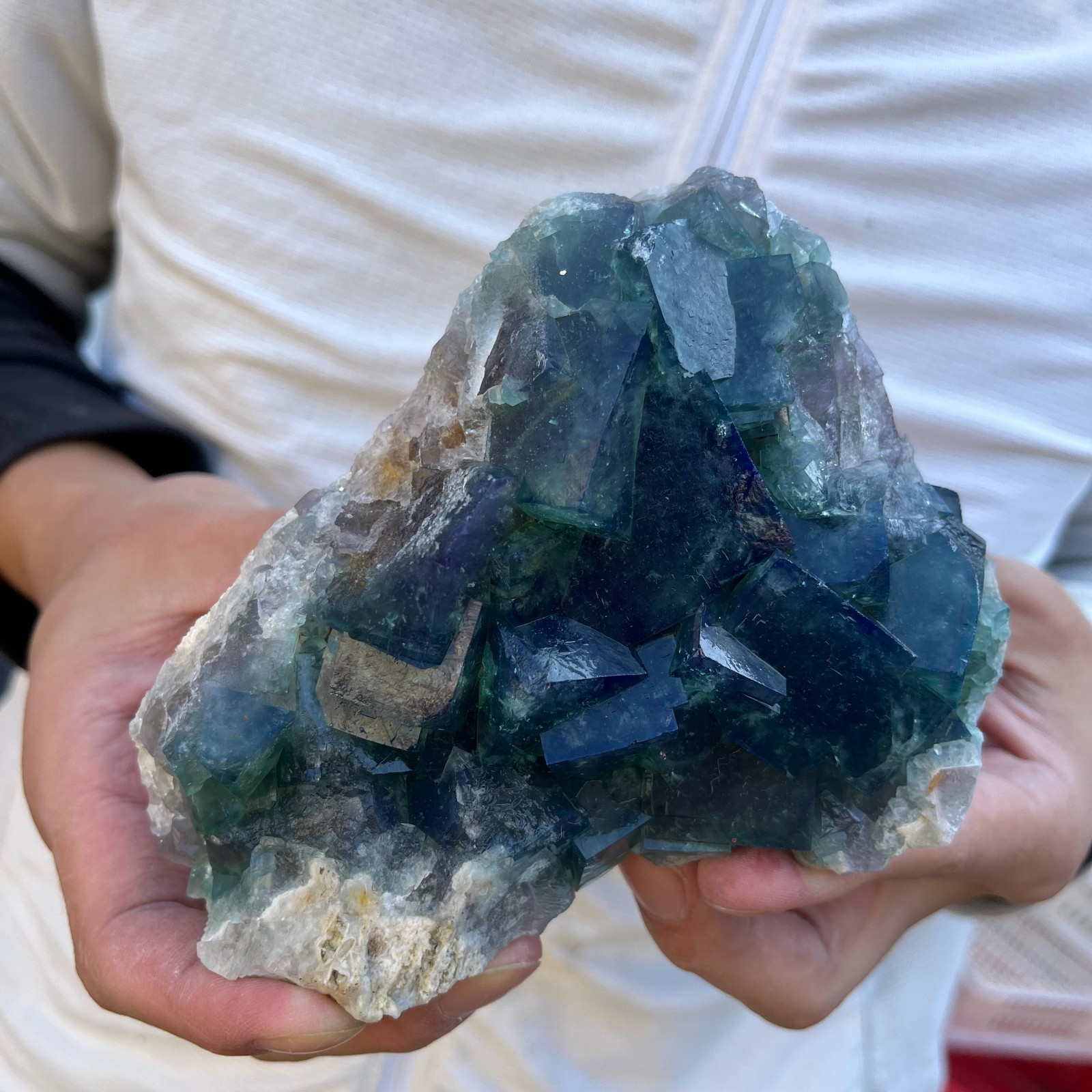2.2lb Natural cubic green fluorite crystal cluster rough mineral specimen