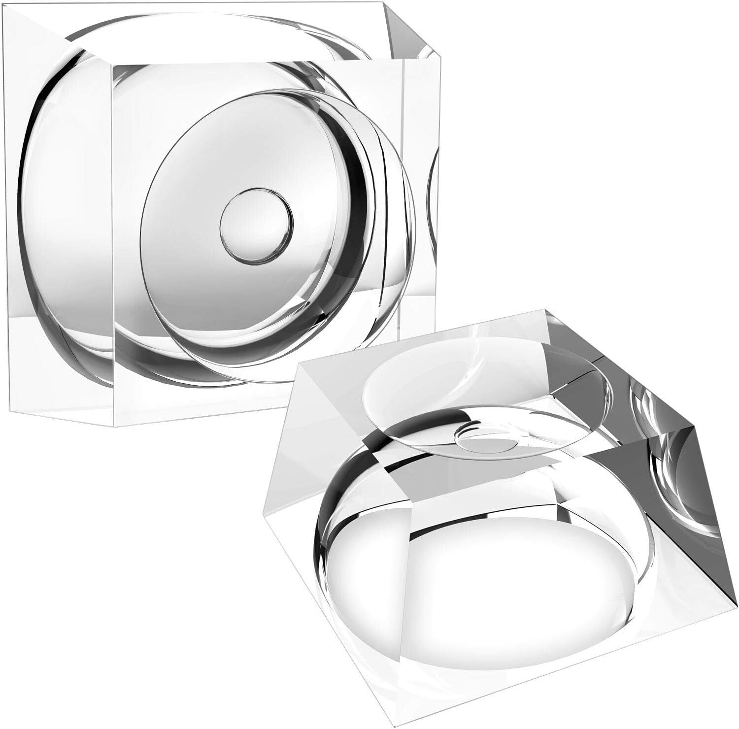 SATINIOR 2 Pack Square Crystal Ball Stand, Mini Clear Trapezoid Ball…