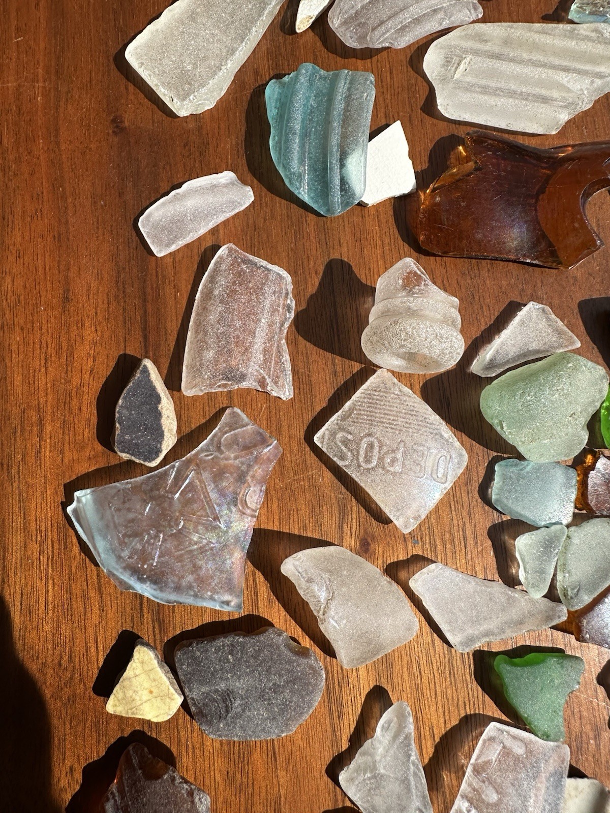 1 Plus Pounds of Natural Pa. River Glass- Green, Brown, Clear, White & Others
