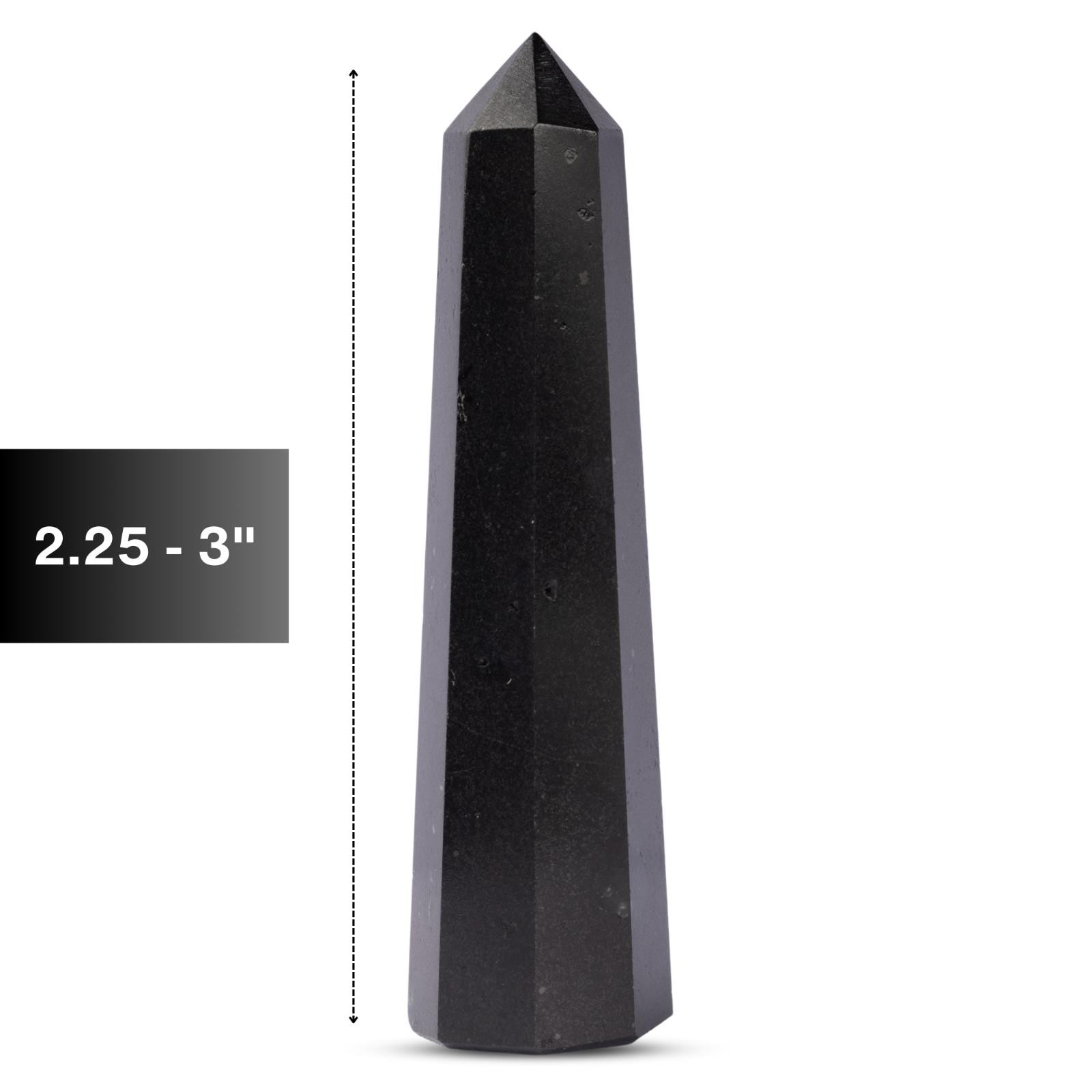 Natural Black Tourmaline Obelisk Point Crystal Tower 2.5-3″, Healing Crystals an