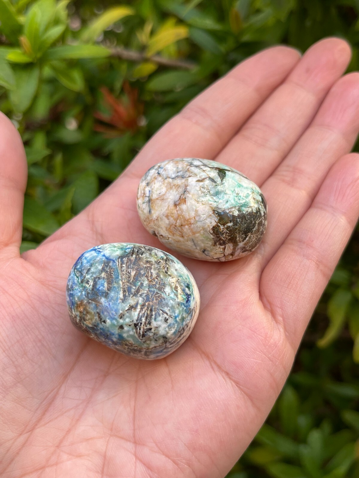 Grade A++ Azurite Malachite Tumbled Stones,0.75″-1.25″ Tumbled Azurite Malachite