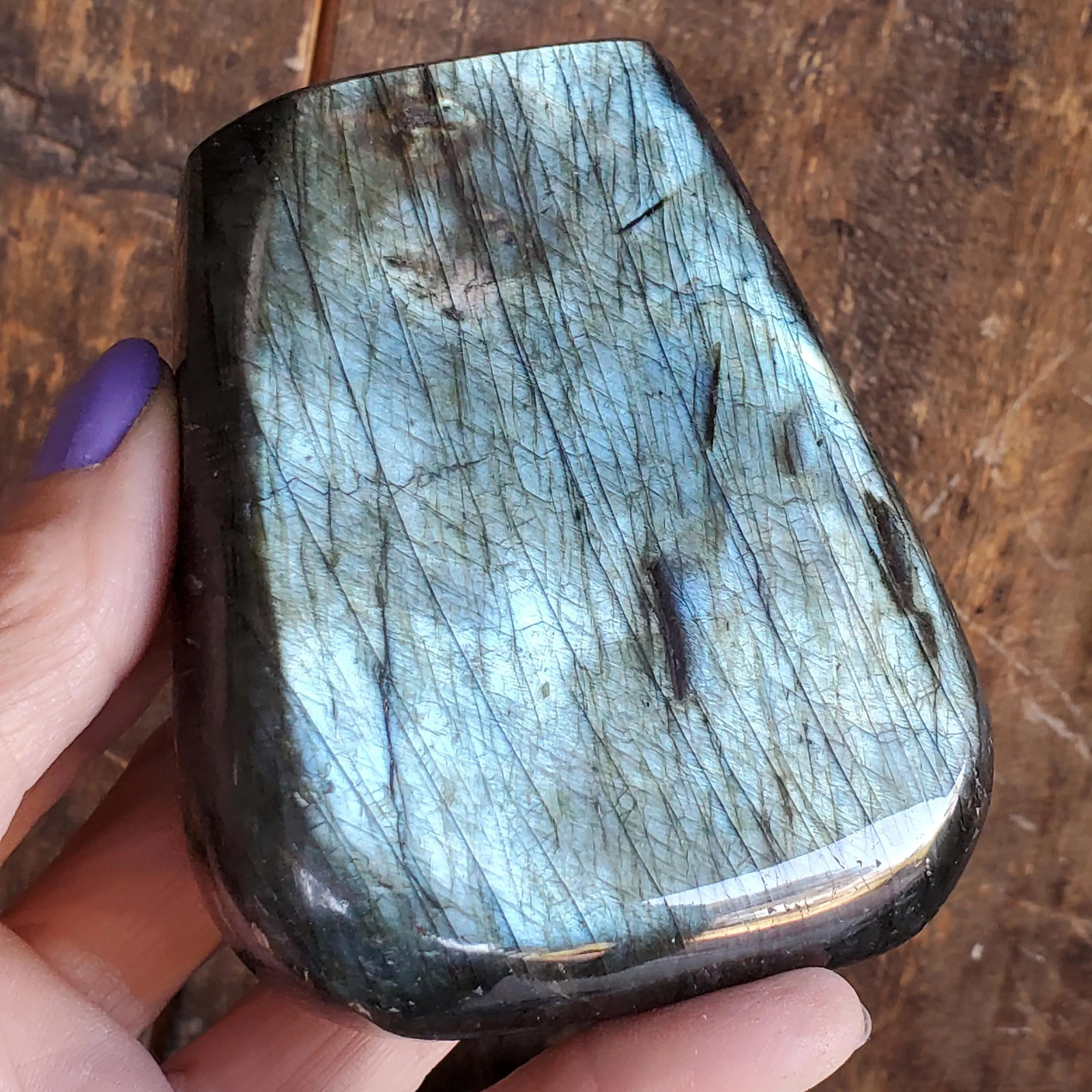 NO WAY! Double Colors on One Side Full Face Silver Green Labradorite Flash 340