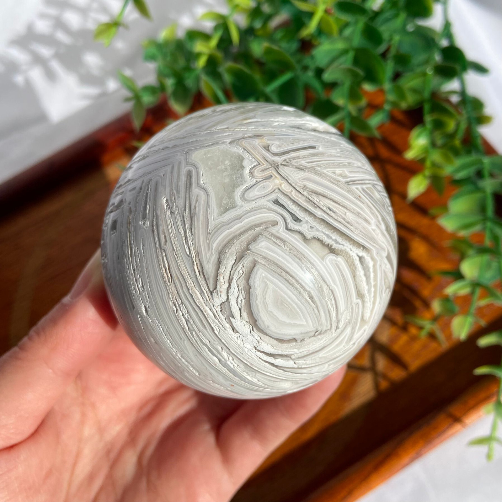 68mm Druzy Mexican Lace Agate Sphere Ball Crystal Energy Stone Modern Boho Decor