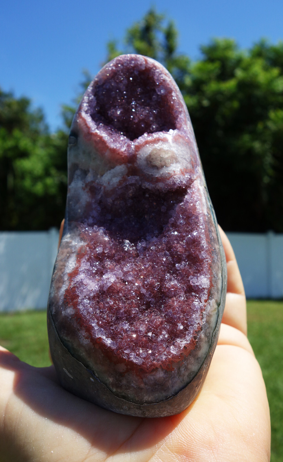 Argentina Pink AMETHYST Quartz Crystal Points in Natural Geode Self Standing