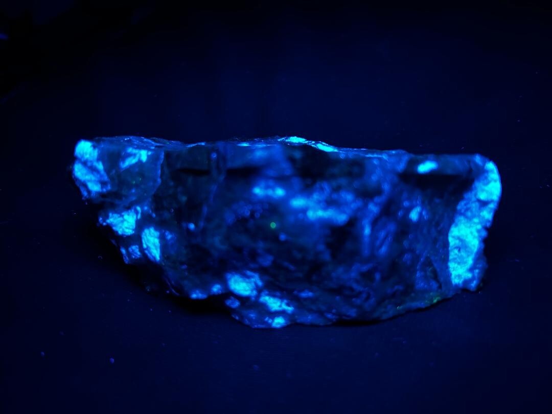 KB: RICH! SW FL BRIGHT BLUE/WHITE SCHEELITE WITH WOLFRAMITE FROM AUSTRALIA