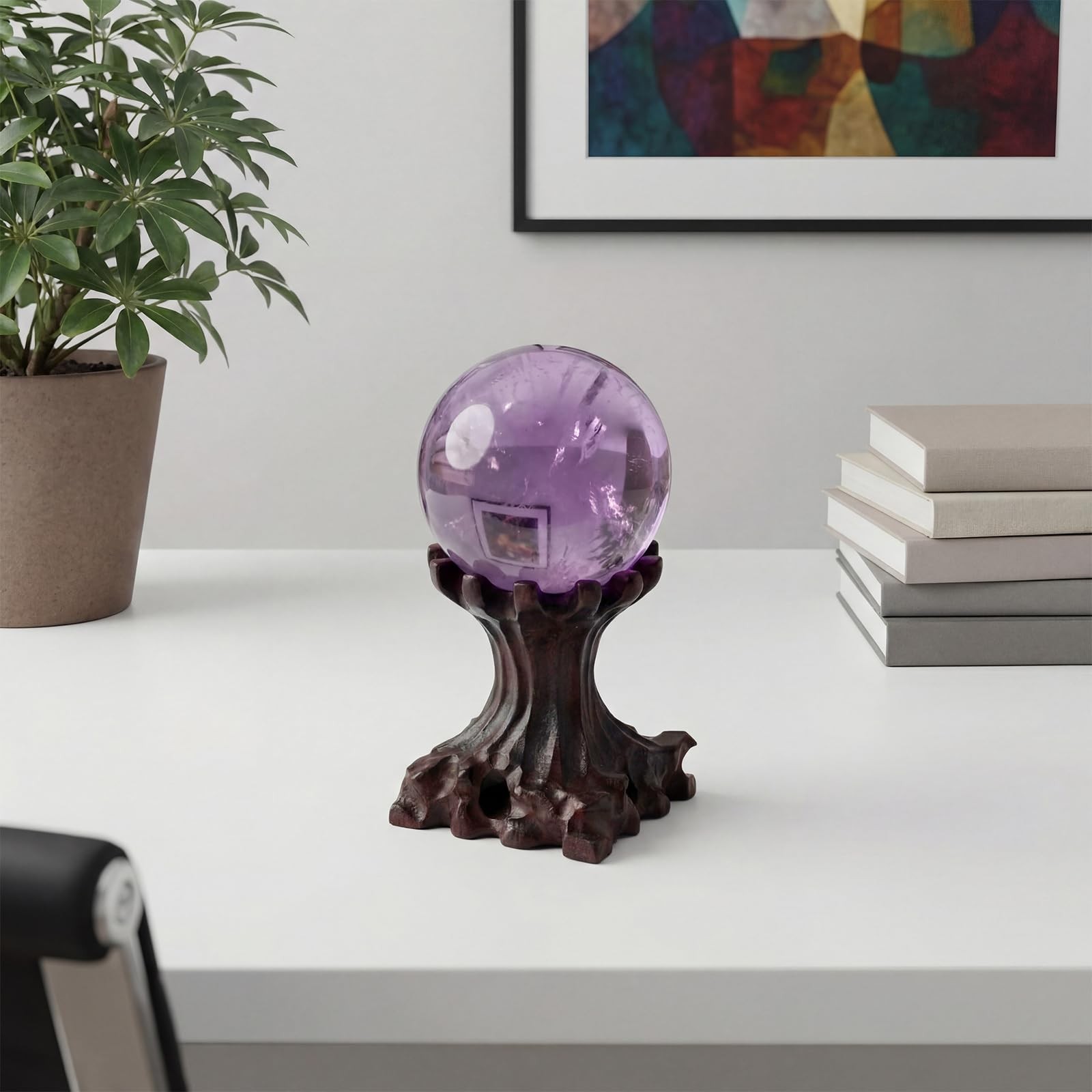 2 Pack Crystal Display Stand Sphere Holder, Wooden Crystal Egg Quartz Display…