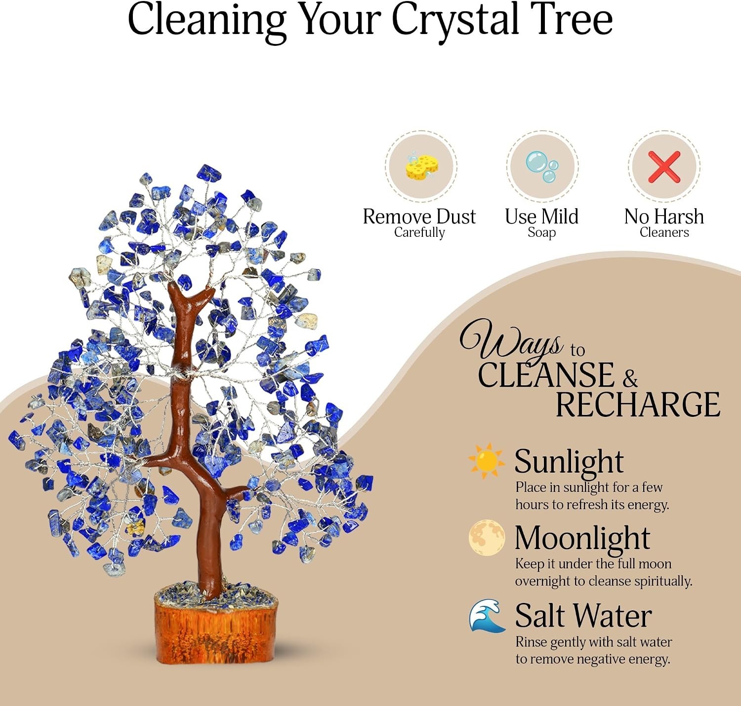 Handcrafted 10-Inch Chakra Tree of Natural Lapis Lazuli – Elegant Gift Choice
