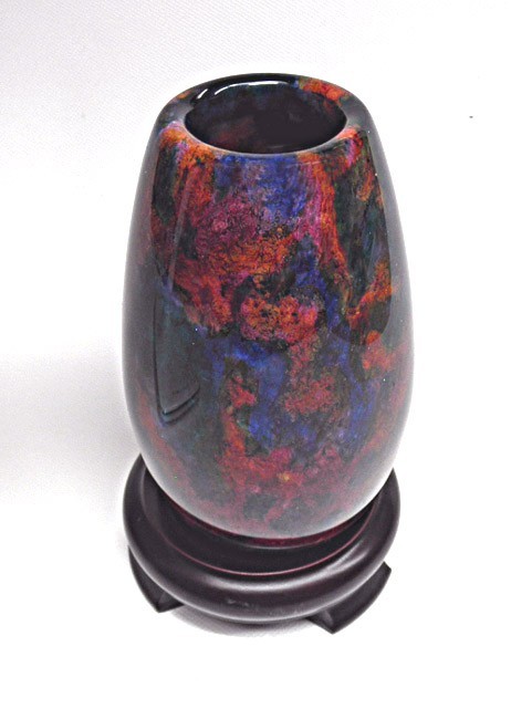 Seven Colors Jade Vase with Wooden Base Natural Stone Polished 3″ x 5″