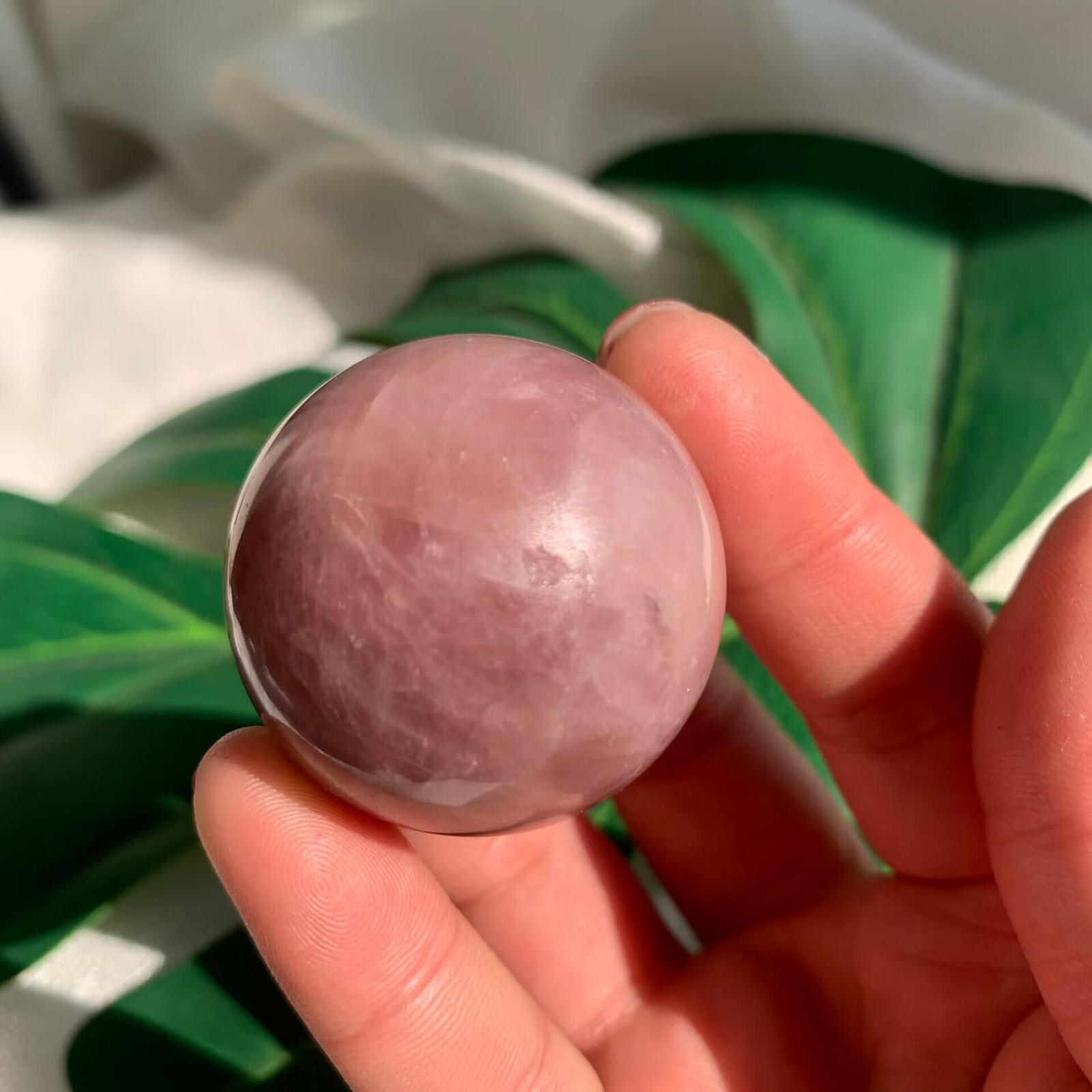 36mm 70g Lavender Rose Quartz Sphere Ball Crystal Love Energy Natural Healing
