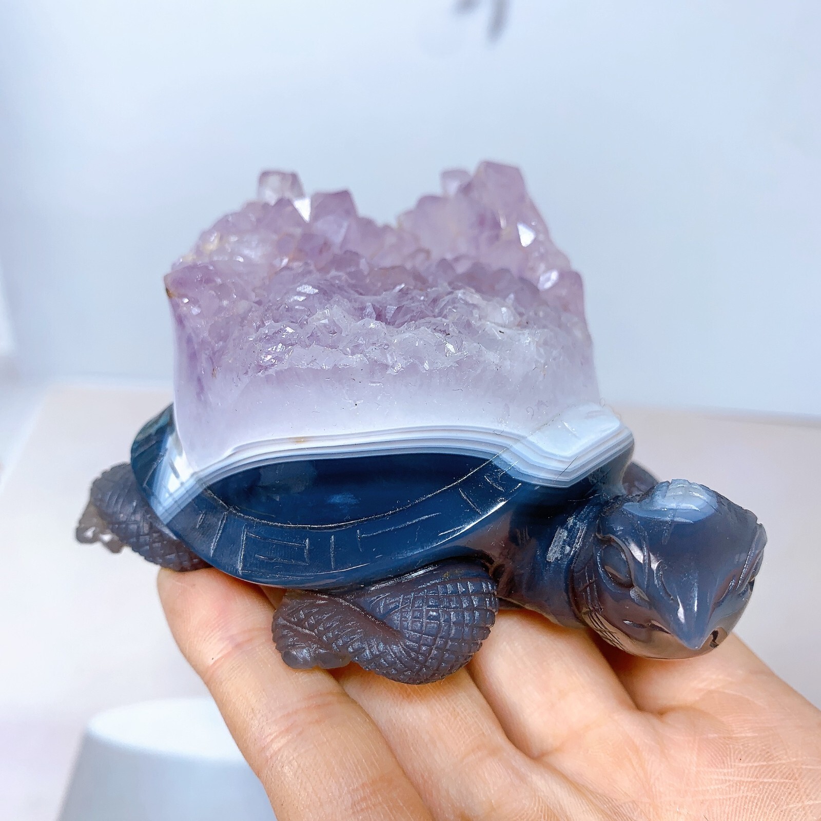 1pc Natural amethyst agate turtle Crystal turtle carving healing Home decora