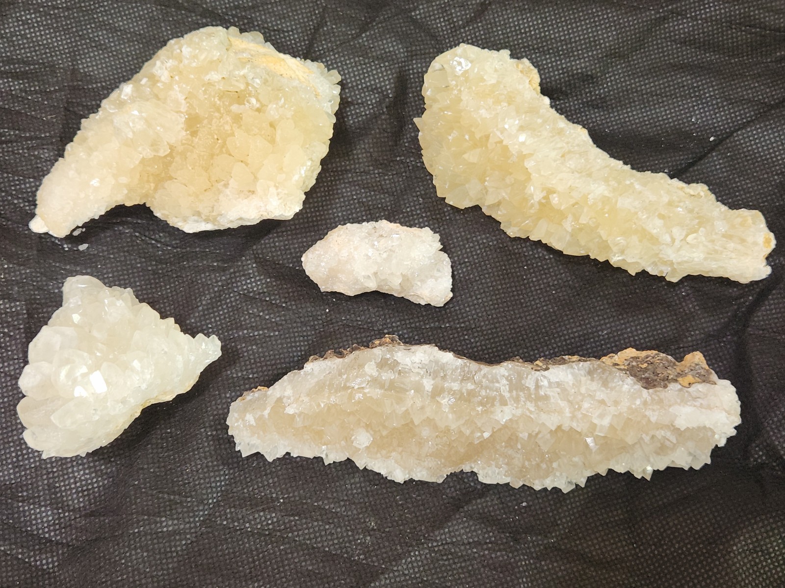 Calcite Crystal Collection 5 pieces from Florida LOT Honey Clusters UV Mineral