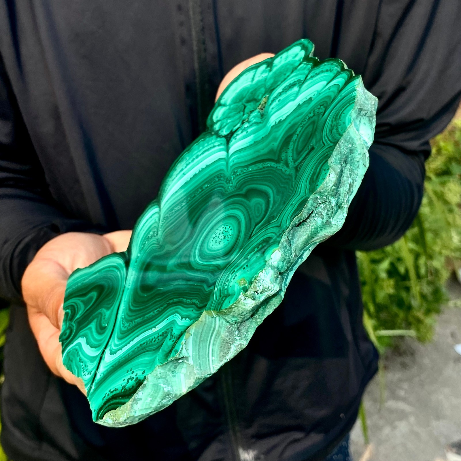 1.58LB Natural Green Malachite Slab Quartz Crystal Slice Ore Specimen Healing