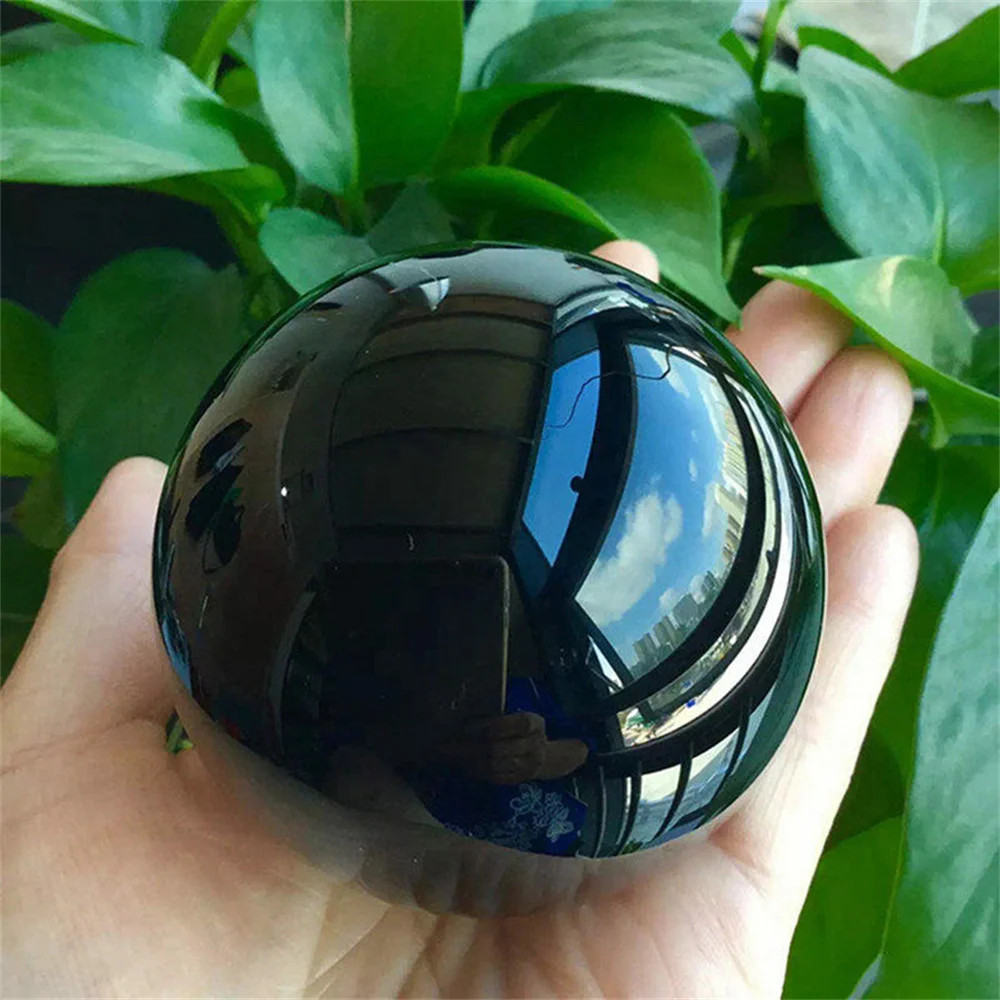 Natural Black Obsidian Sphere Healing Crystal Reiki Stone Feng Shui Home Decor