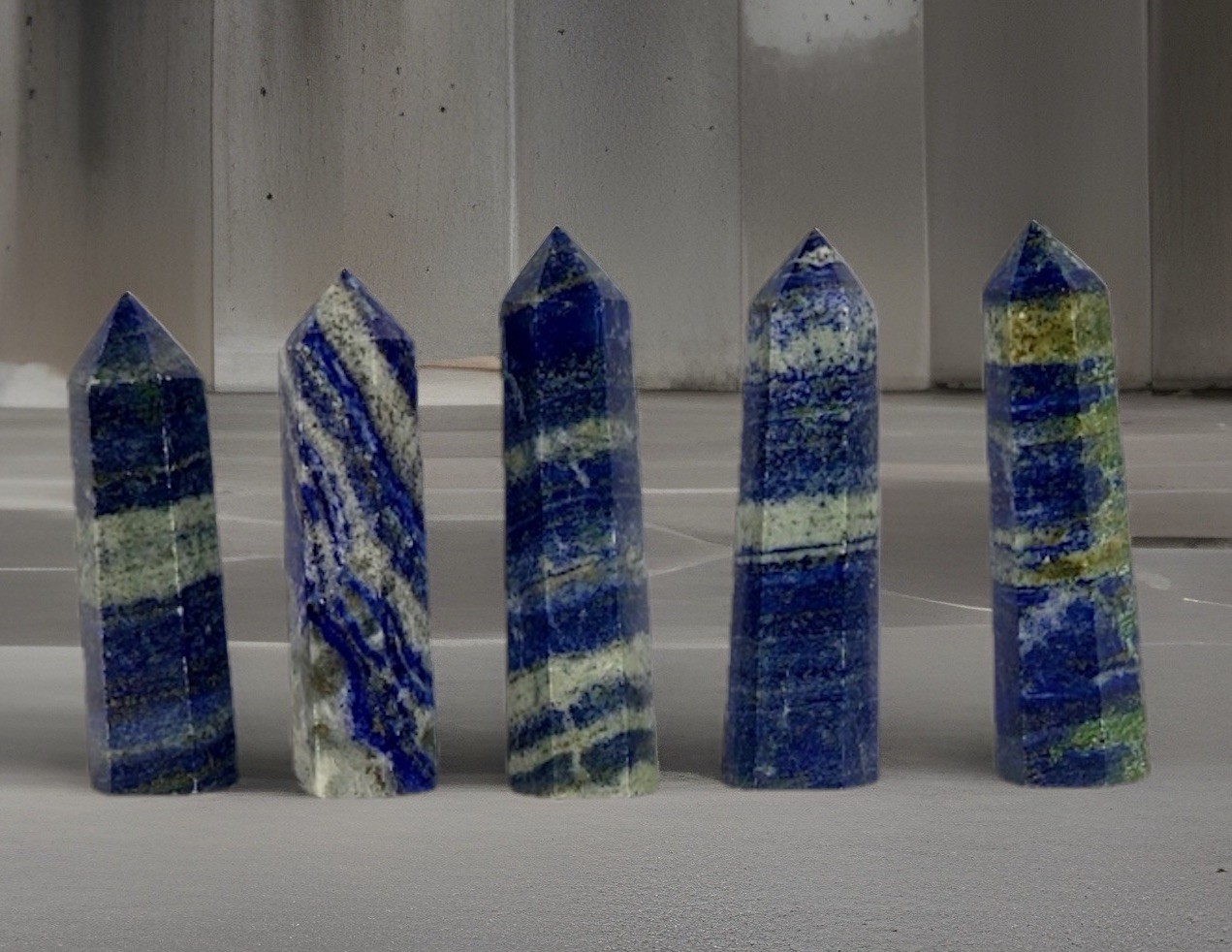 Natural Lapis Lazuli Tower Point Healing Crystal Chakra Obelisk Wand Decor 1pc