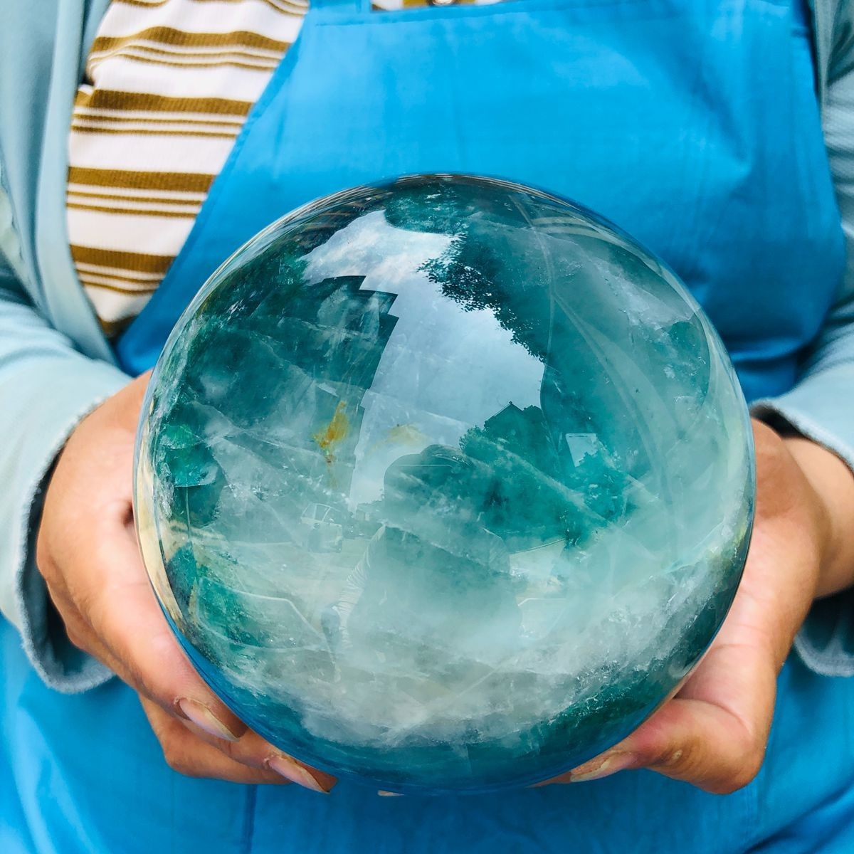 6.22LB Natural Crystal Rainbow Fluorite Sphere Display Ball Reiki Healing