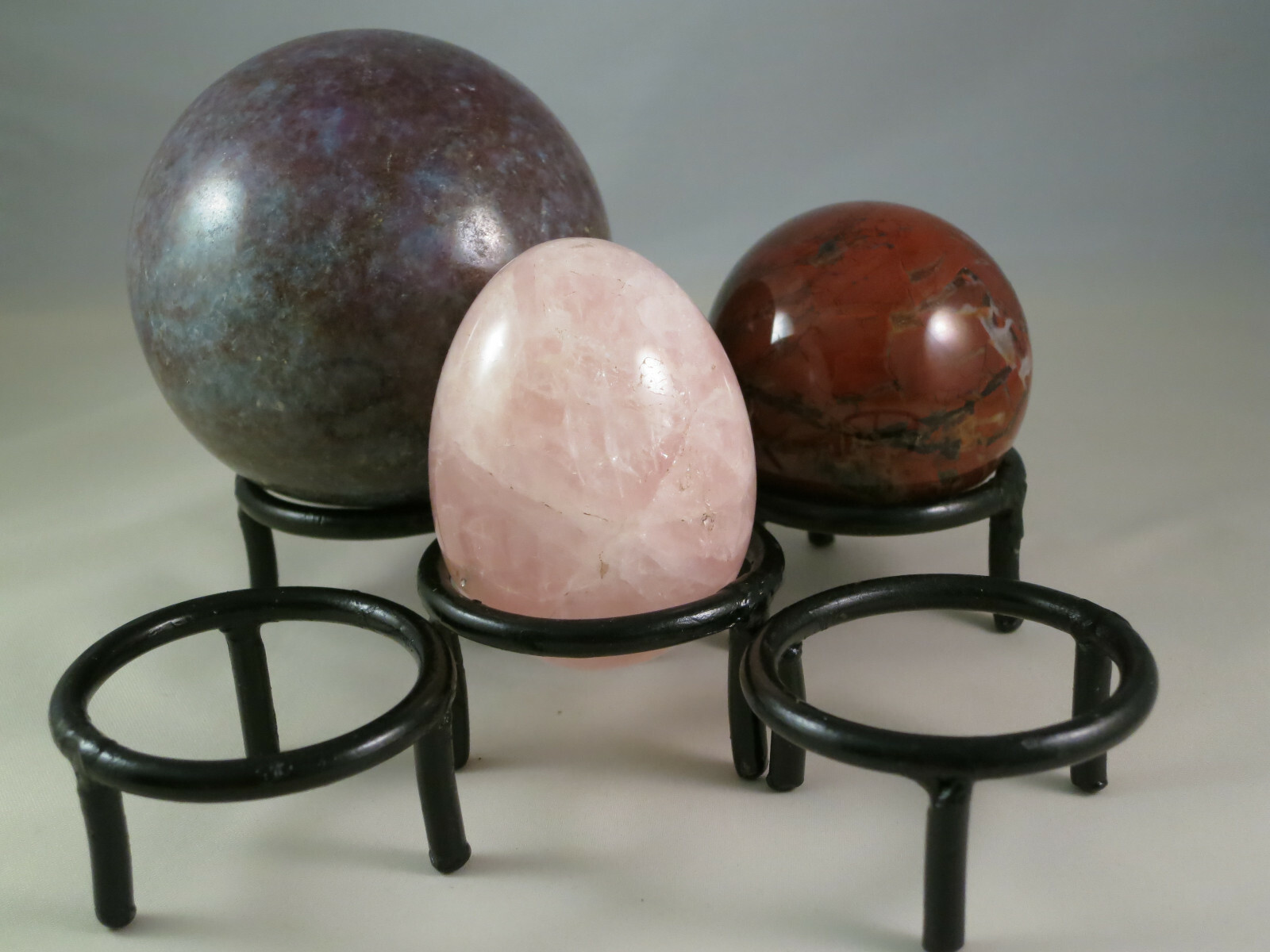 SET OF 5 – BLACK IRON SPHERE OR EGG STANDS