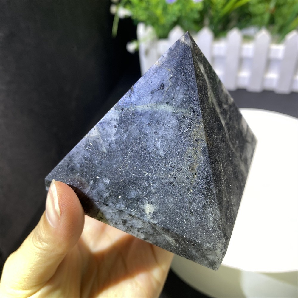 0.8LB 2.7″ Natural Black Rutiled Quartz Pyramid Statue Crystal Reiki Heal Decor