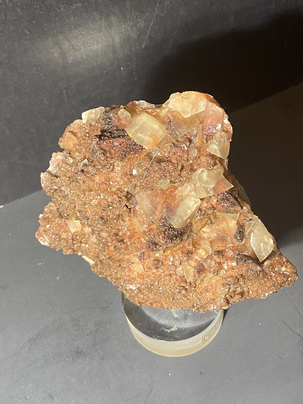 DOG TOOTH CALCITE SCULPTURE LUCITE BASE Crystal Specimen on Lucite