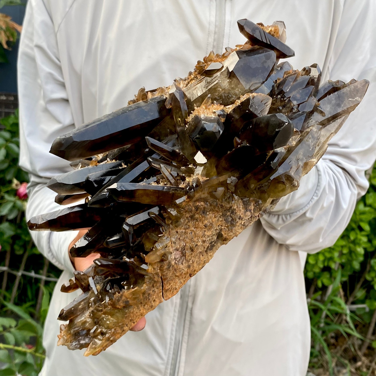 9.7LB Large Natural Black Smoky Quartz Crystal Cluster Raw Mineral Specimen