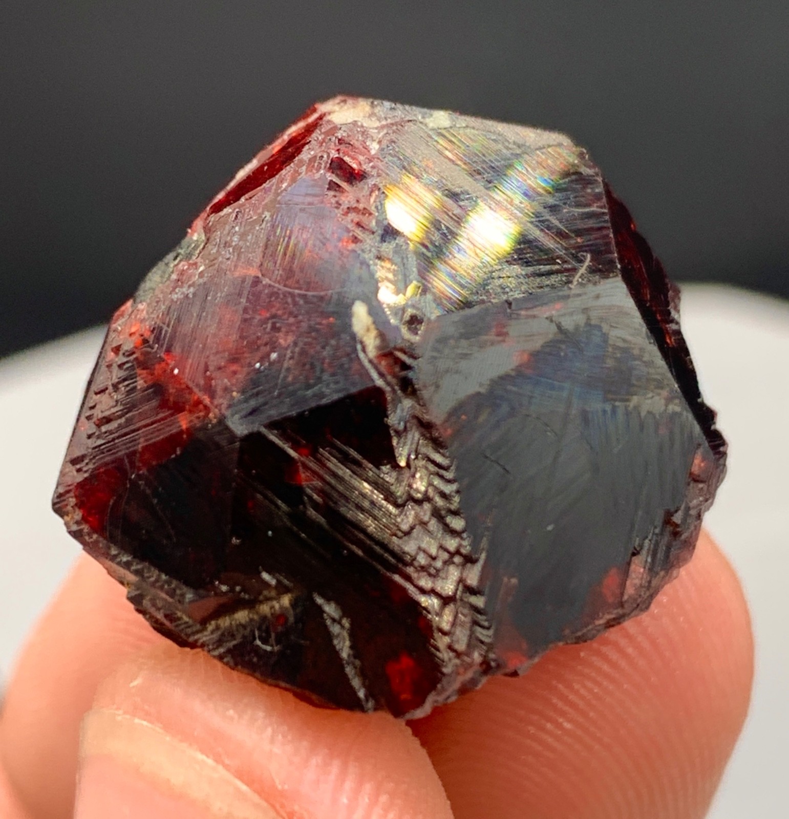 24 Gm Natural Etched Almandine Garnet Crystal, Geometric Patterns Crystal Pak
