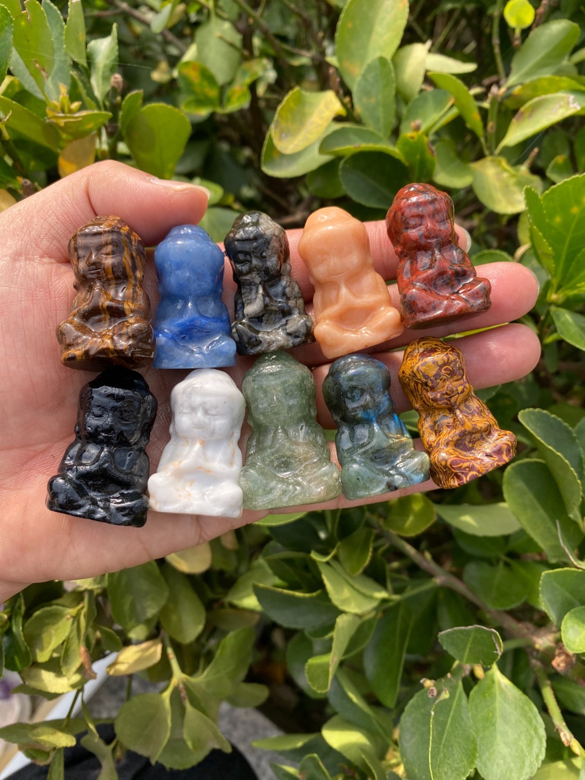 5pcs Natural Mixed Quartz Hand carved crystal Buddha skull reiki healing gift
