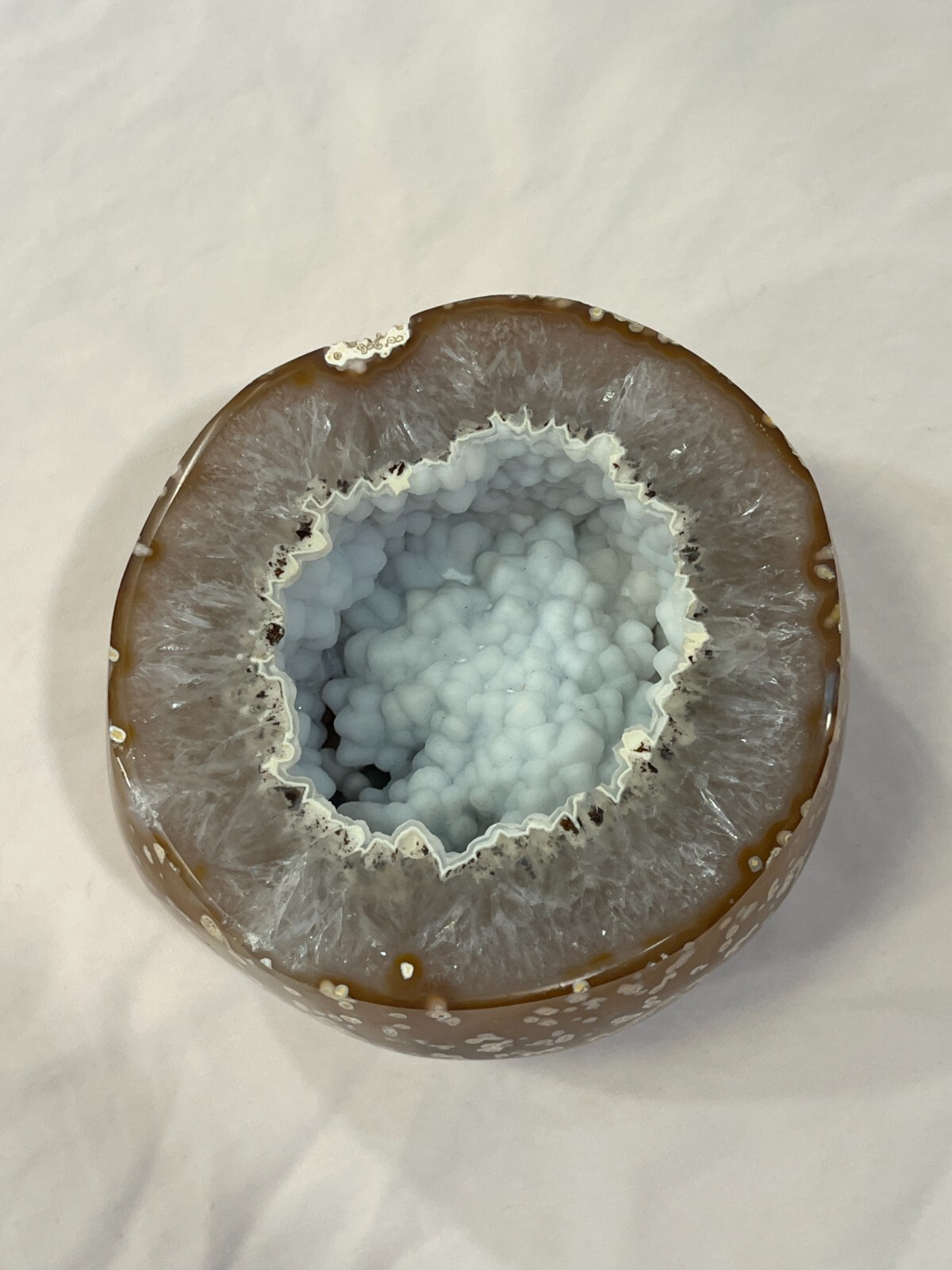 Brazilian agate geode, 4x4x4.5 in. 3.1 lbs, no stand ($200 or best offer)