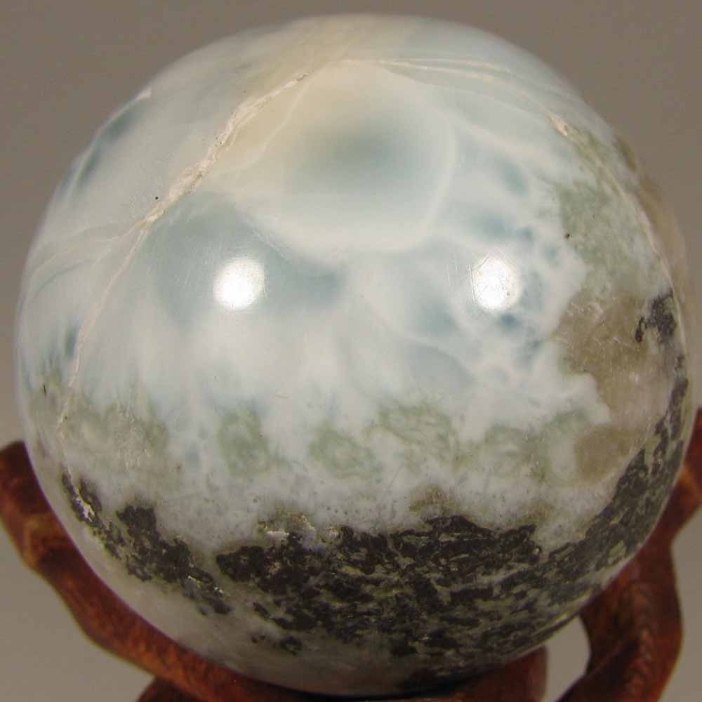 38mm Blue LARIMAR Polished Gemstone Sphere Ball w/ Stand – Dominican Republic