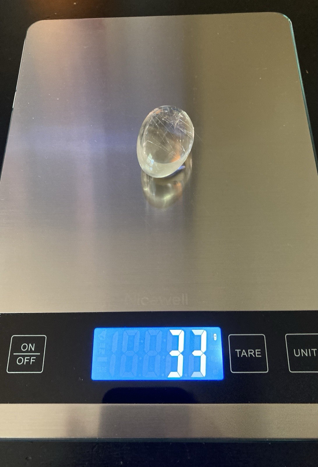 Rutilated Quartz natural fine Egg clear 33 grams 1.5”across hairy mineral