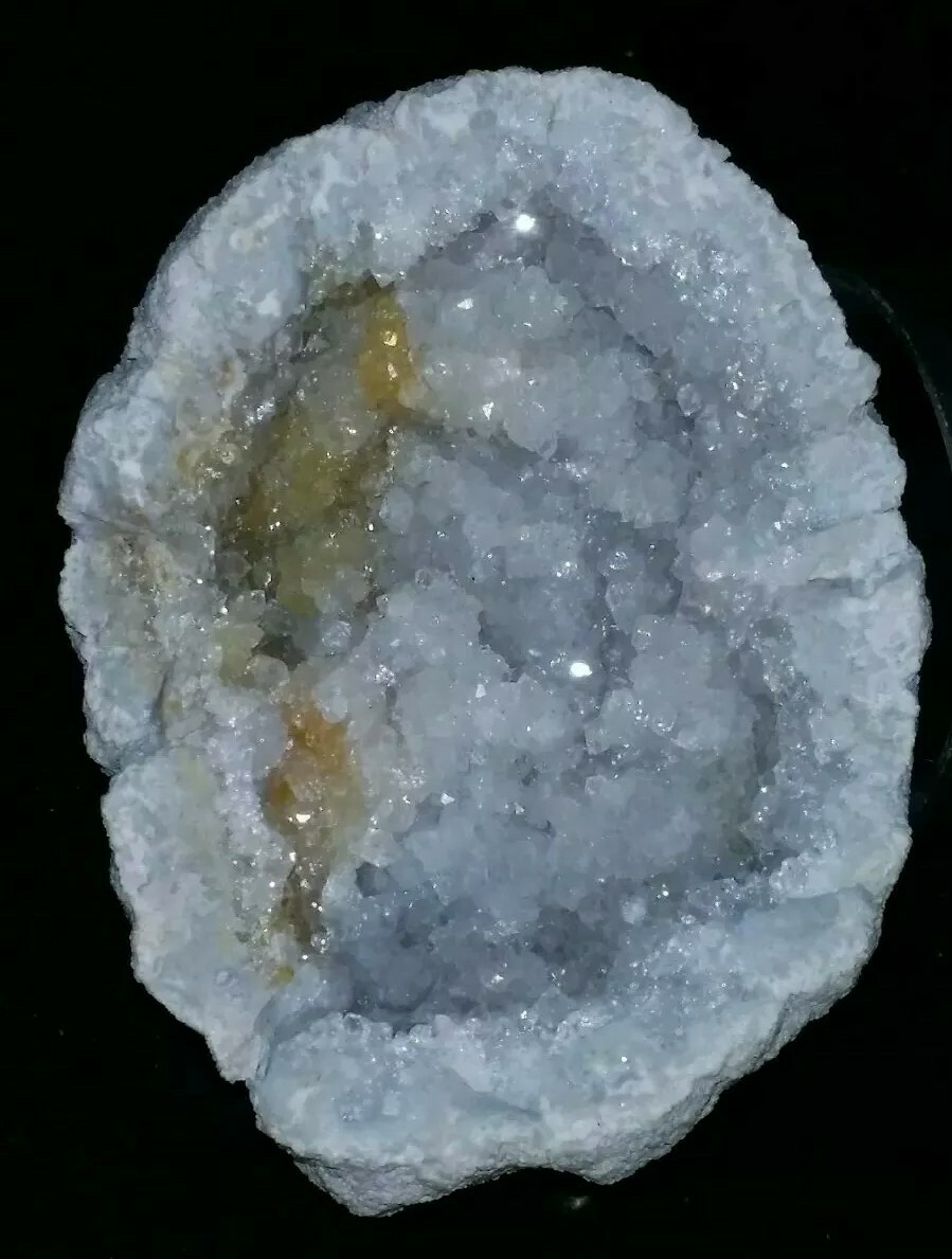 2 3/8″ Sparkling Quartz Crystals Keokuk Geode With Citrine Highlights #629