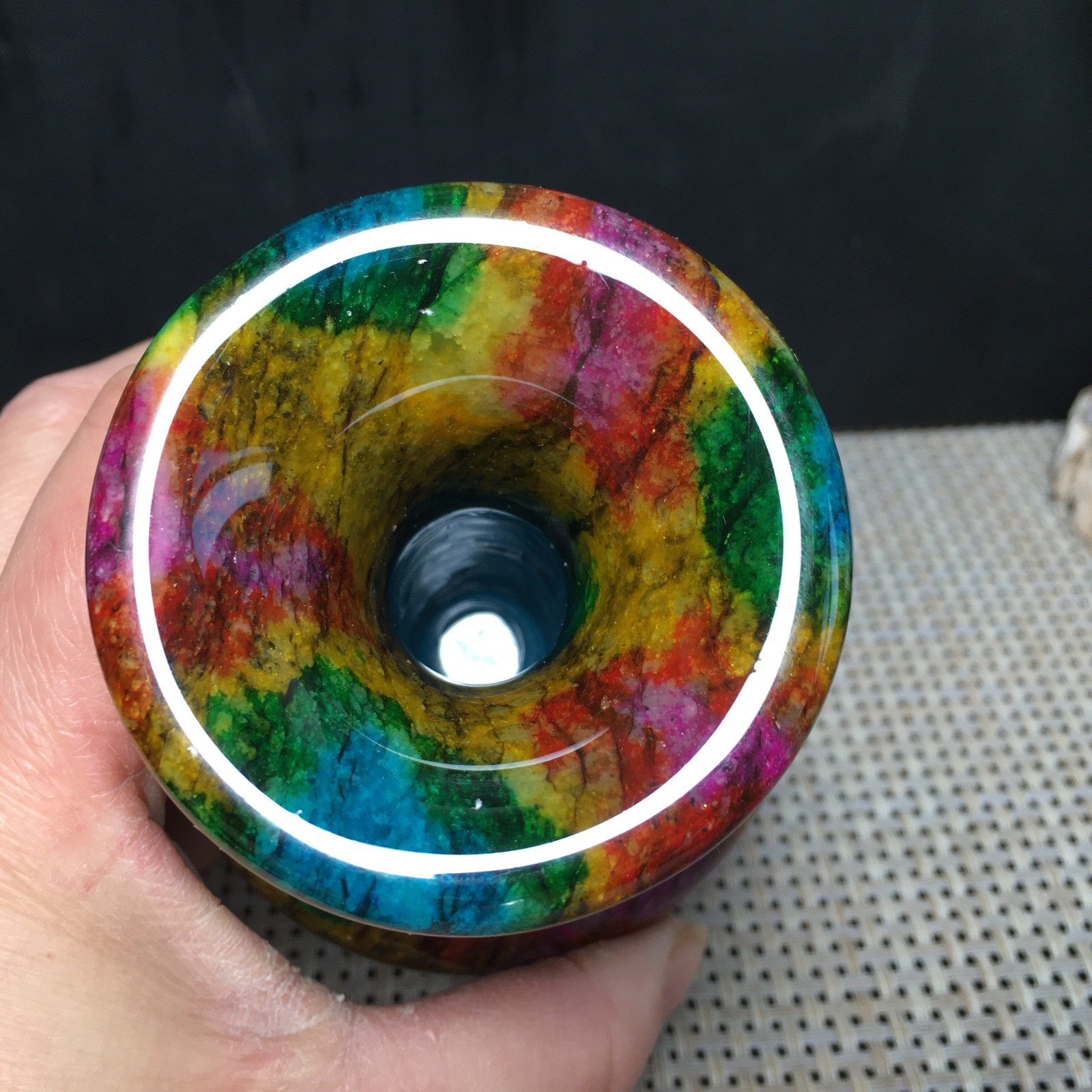 894g Natural “Seven Colors Jade” vase specimen -Taiwan China 03