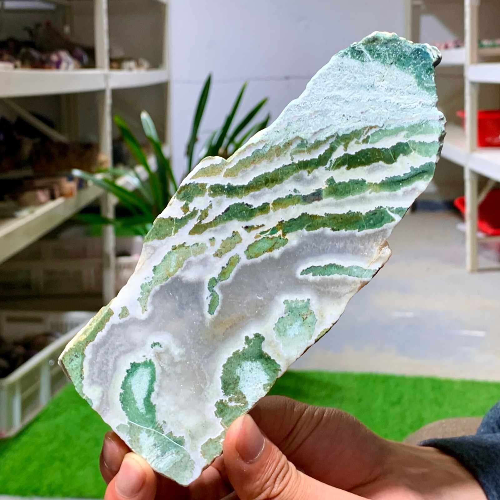 300G Natural green moss agate crystal raw stone flakes quart specimen