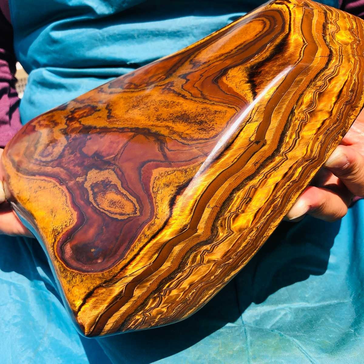 4980G Large Natural Tiger’s Eye Quartz Crystal Rough Mineral Specimen MH5345